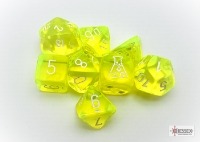 Chessex 30061 Dice Set: Lab Series 7 - Translucent Polyhedral Neon Yellow/White